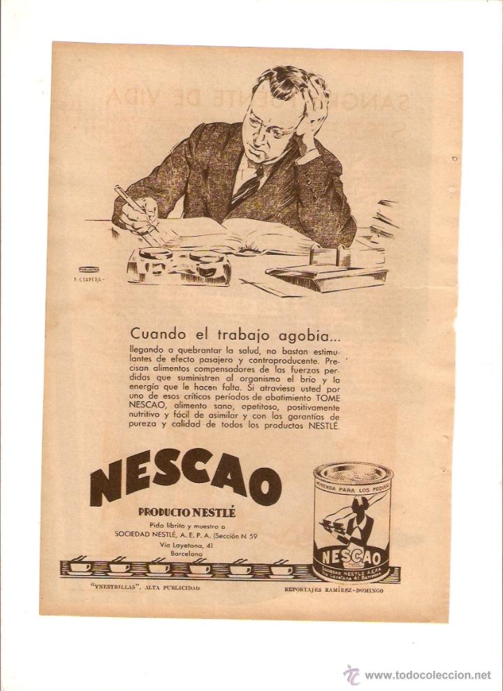 Collecting paper: A&Ntilde;O 1935 RECORTE PRENSA PUBLICIDAD NESCAO PRODUCTOS NESTLE RECONSTITUYENTE