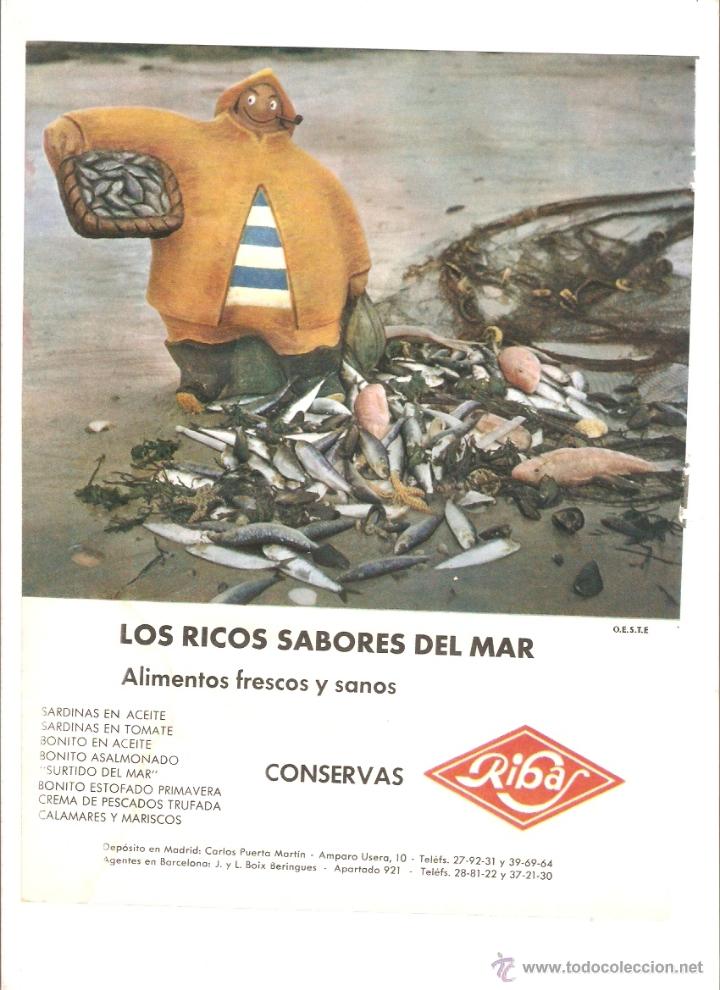 Collectionnisme: A&Ntilde;O 1959 RECORTE PRENSA PUBLICIDAD CONSERVAS RIBAS SABORES DEL MAR ALIMENTOS SANOS Y FRESCOS
