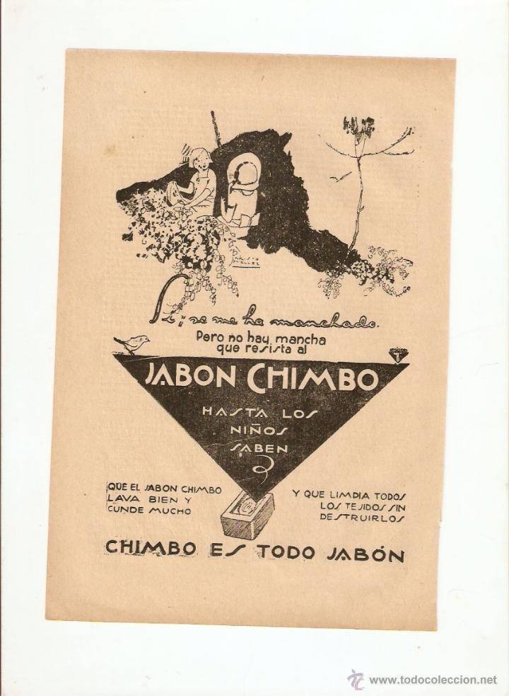 Collecting paper: A&Ntilde;O 1926 RECORTE PRENSA PUBLICIDAD JABON CHIMBO