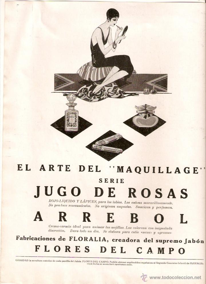 Collectionnisme: A&Ntilde;O 1928 RECORTE PRENSA PUBLICIDAD MOBILOIL MAQUILLAJE JUEGO DE ROSAS FLORALIA ARREBOL