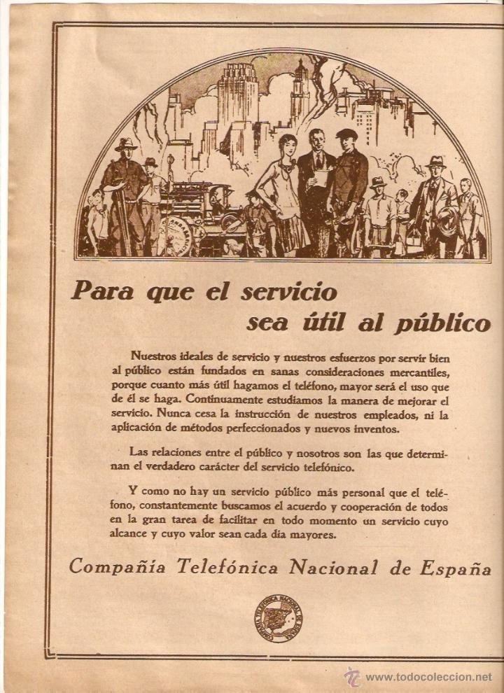 Colecionismo: A&Ntilde;O 1928 RECORTE PRENSA PUBLICIDAD COMPA&Ntilde;IA TELEFONICA NACIONAL DE ESPA&Ntilde;A