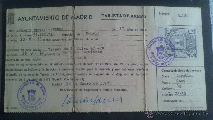 Coleccionismo: AYUNTAMIENTO DE MADRID, TARJETA DE ARMAS, A&Ntilde;O 73.