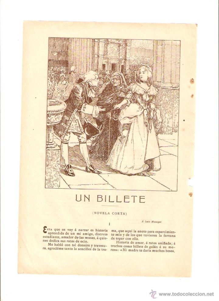 Collectionnisme: A&Ntilde;O 1908 RECORTE PRENSA RELATO NOVELA CORTA UN BILLETE PEREZ CASTELLVI