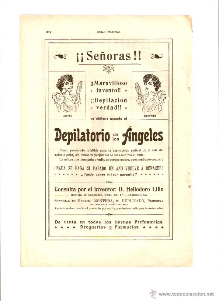 Colecionismo: A&Ntilde;O 1907 RECORTE PRENSA PUBLICIDAD DEPILATORIO DE LOS ANGELES HELIODORO LILLO VITOGENO MORATO