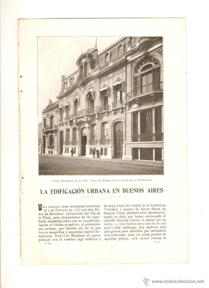 Collectionnisme: A&Ntilde;O 1904 RECORTE PRENSA EDIFICACION URBANA EN BUENOS AIRES ARGENTINA URBANISMO