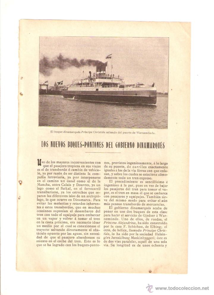 Coleccionismo: A&Ntilde;O 1904 RECORTE PRENSA BARCOS BUQUES PONTONES DINAMARCA BUQUE PONTON PRINCIPE CHRISTIAN