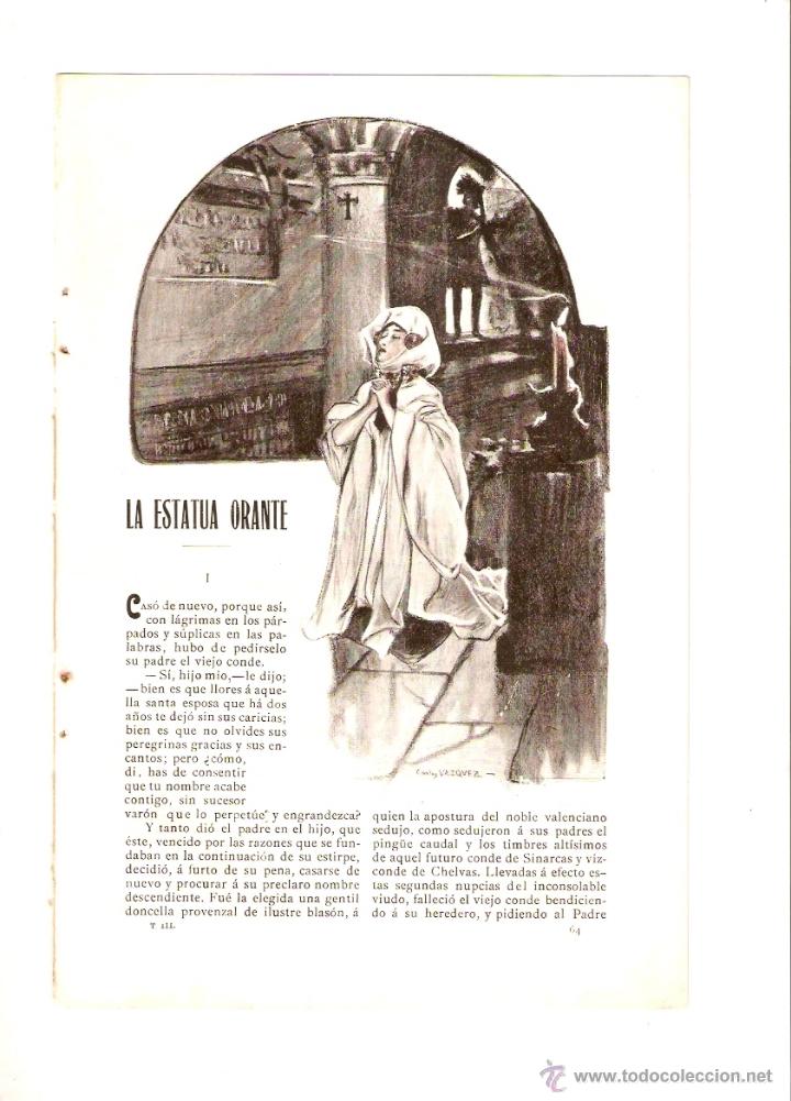 Collectionnisme: A&Ntilde;O 1904 RECORTE PRENSA RELATO LA ESTATUA ORANTE RAMON A URBANO DIBUJO CARLOS VAZQUEZ