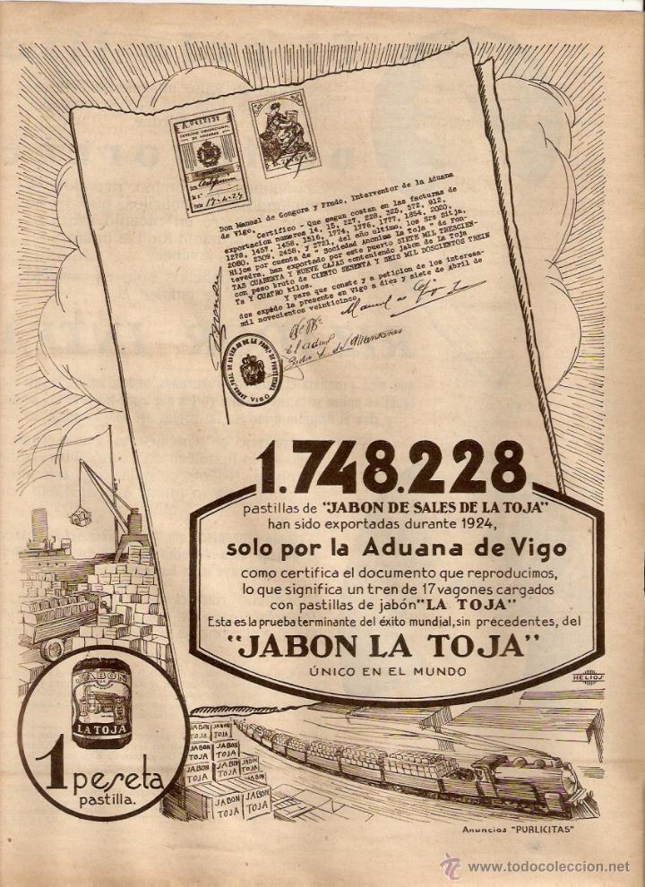 Collectionnisme: A&Ntilde;O 1925 RECORTE PRENSA PUBLICIDAD JABON LA TOJA