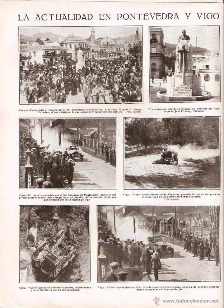 Sammelleidenschaft Papier: A&Ntilde;O 1925 RECORTE PRENSA CANGAS PONTEVEDRA MONUMENTO SOAGE VILLARINO VIGO CARRERA COCHES AUTOMOVIL