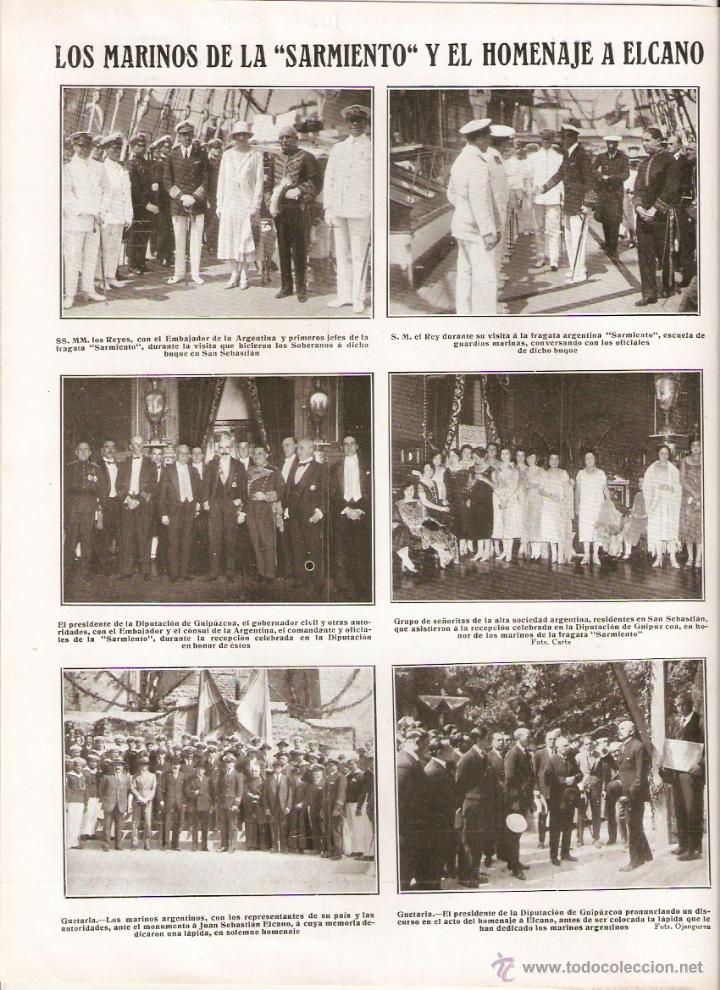 Collectionnisme: A&Ntilde;O 1925 RECORTE PRENSA GUETARIA MARINA MARINOS DE LA SARMIENTO Y EL HOMENAJE A ELCANO