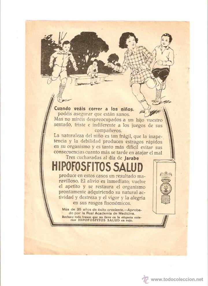 Collectionnisme: A&Ntilde;O 1925 RECORTE PRENSA PUBLICIDAD HIPOFOSFITOS SALUD
