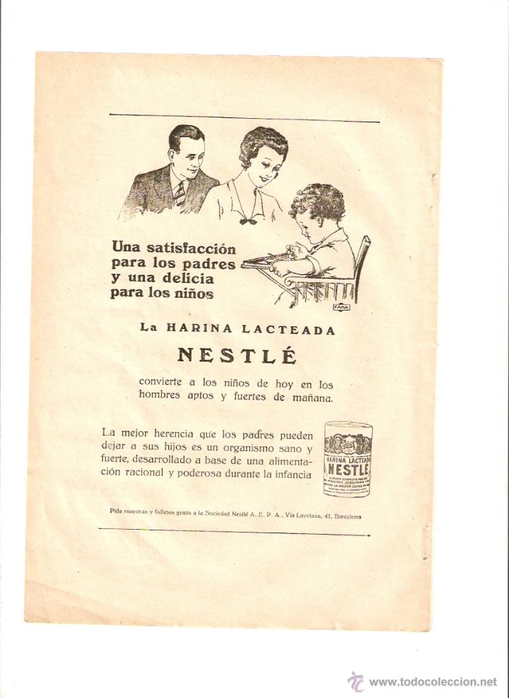 Collectionnisme: A&Ntilde;O 1925 RECORTE PRENSA PUBLICIDAD HARINA LACTEADA NESTLE