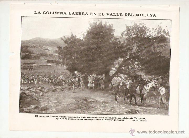 Collectionnisme: A&Ntilde;O 1909 RECORTE PRENSA FOTOGRAFIA COLUMNA CORONEL LARREA EN EL VALLE DEL MULUYA CAMPA&Ntilde;A MELILLA RIF