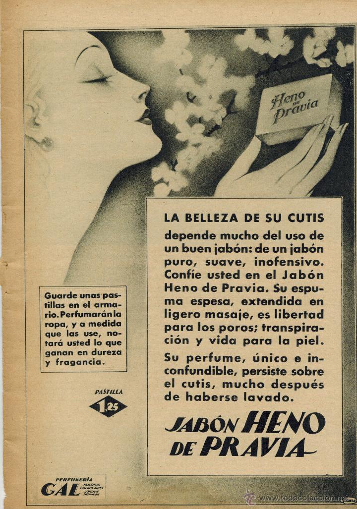 Collectionnisme: A&Ntilde;O 1930 RECORTE PRENSA PUBLICIDAD PASTILLA JABON HENO DE PRAVIA PERFUMERIA GAL