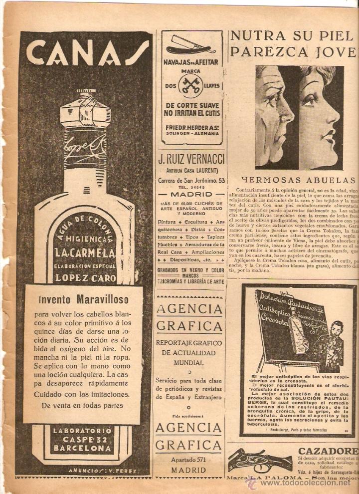 Collecting paper: A&Ntilde;O 1930 RECORTE PRENSA PUBLICIDAD CANAS AGUA DE COLONIA HIGIENICA LA CARMELA LOPEZ CARO