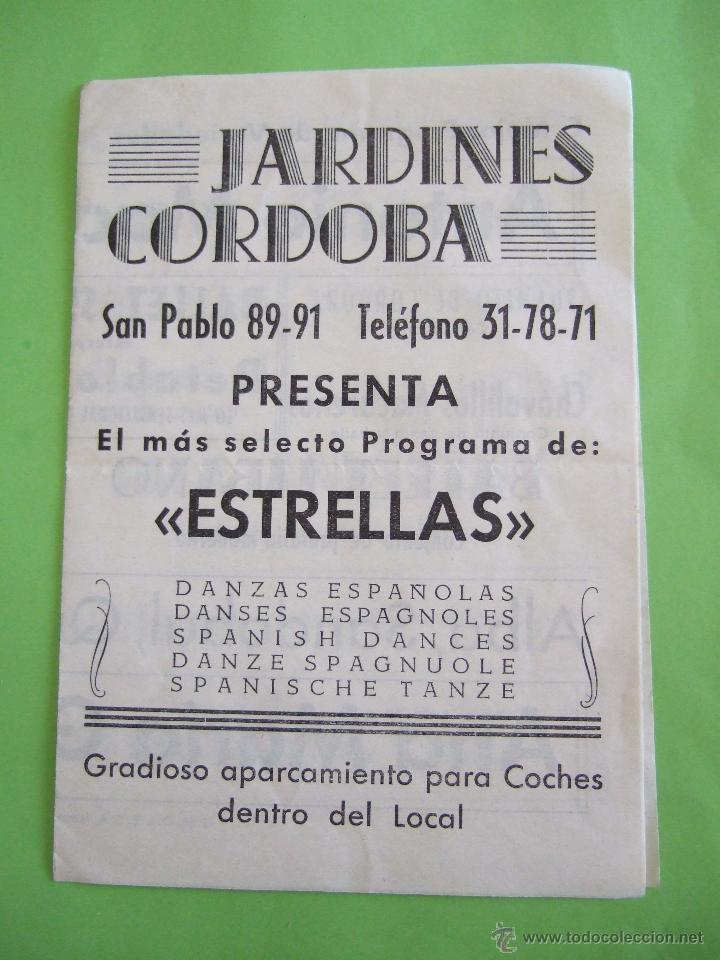 Collecting paper: FOLLETO - JARDINES CORDOBA - BARCELONA - ANUNCIANDO VARIOS ARTISTAS