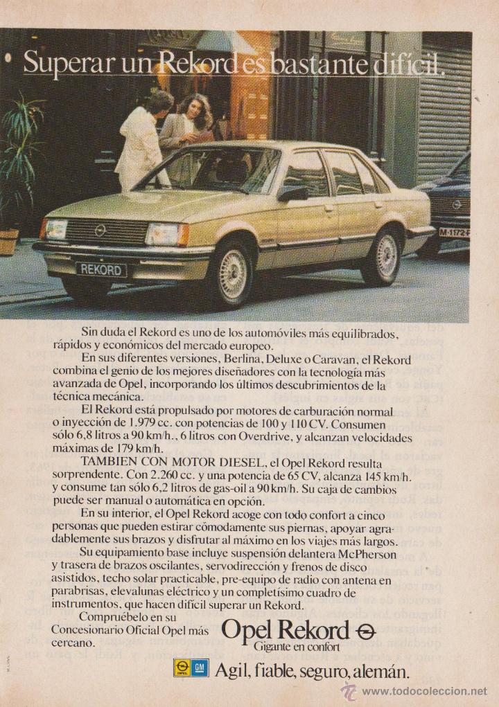 Sammelleidenschaft Papier: Publicidad Automovil Opel Rekord