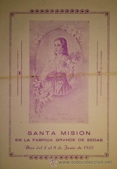 Coleccionismo: PROGRAMA DE LA SANTA MISION EN LA FABRICA GRANDE DE SEDAS DE ORIHUELA ALICANTE 1952