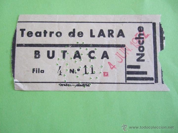 Coleccionismo: ENTRADA TEATRO DE LARA - 4 DE JUNIO DE 1952 - Foto 1