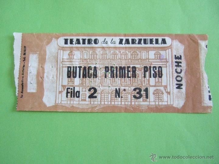 Coleccionismo: ENTRADA TEATRO DE LA ZARZUELA - 31 DICIEMBRE 1959