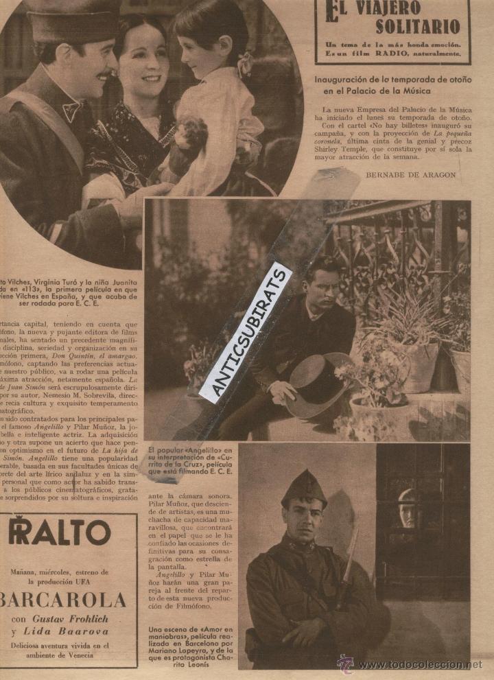 Coleccionismo: RECORTE DE PRENSA A&Ntilde;O 1935 CINE ESPA&Ntilde;OL RODADO EN BARCELONA DIRECTOR MARIANO LOPEYRA  CHARITO LEONIS