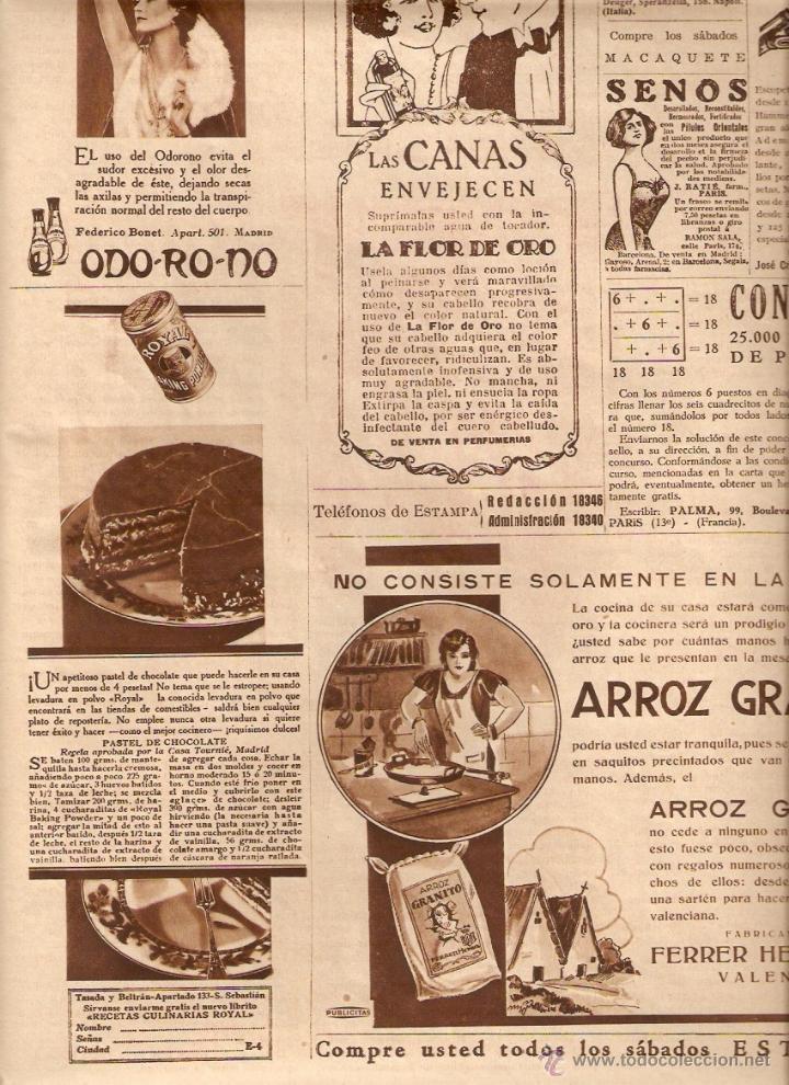 Collectionnisme: A&Ntilde;O1930 RECORTE PRENSA PUBLICIDAD ARROZ GRANITO FERRER HERMANOS LEVADURA ROYAL DESODORANTE ODO RO NO