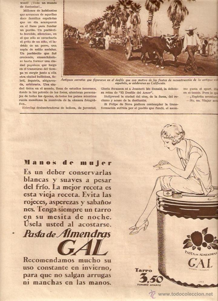 Collectionnisme: A&Ntilde;O 1930 RECORTE PRENSA PUBLICIDAD COSMETICA PASTA DE ALMENDRAS GAL PERFUMERIA GAL