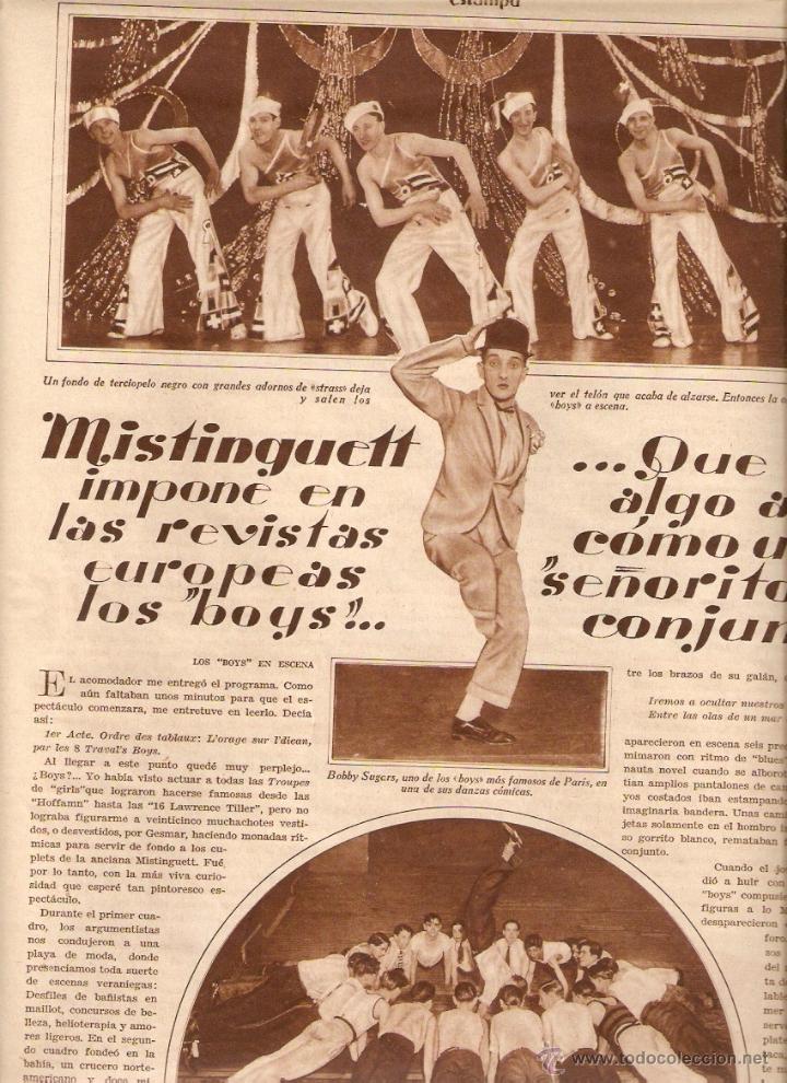 Collectionnisme: A&Ntilde;O 1930 RECORTE PRENSA TEATRO MISTINGUETT JEANNE FLORENTINE BOURGEOIS CORO BAILARINES MASCULINO