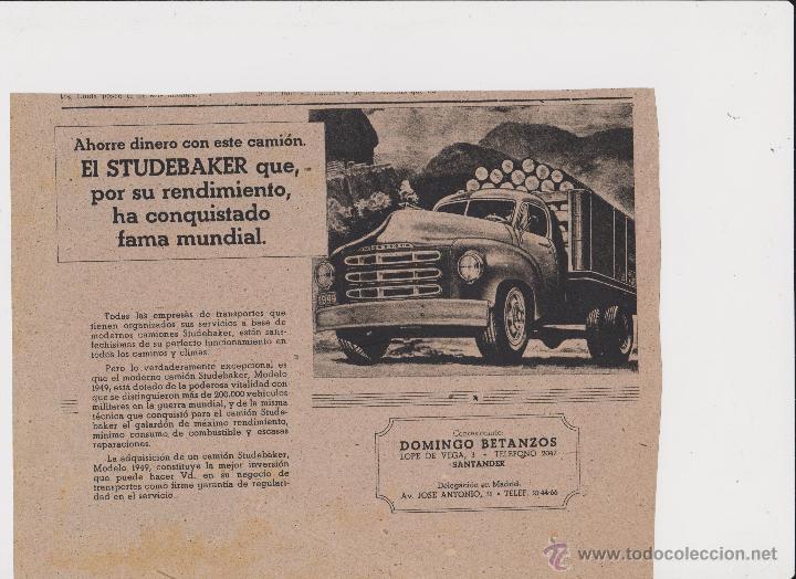 Coleccionismo: publicidad camion studebaker vendido por concesionario de santander