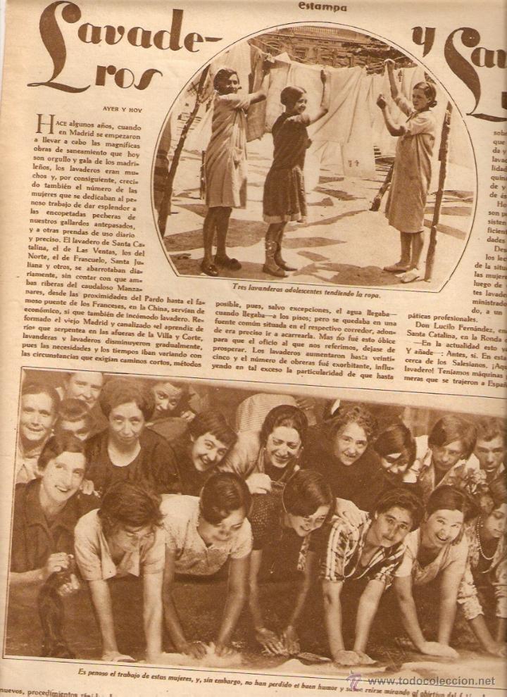 Collectionnisme: A&Ntilde;O 1928 RECORTE PRENSA FOTOS ANTIGUAS DE MADRID LAVADEROS Y LAVANDERAS