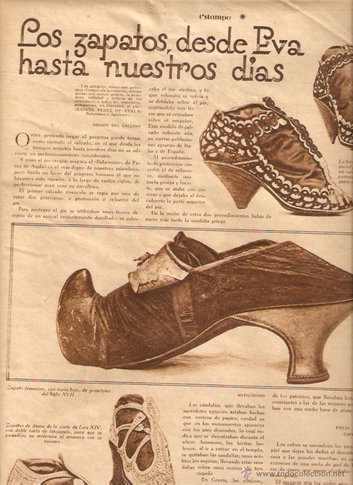Collecting paper: A&Ntilde;O 1929 RECORTE PRENSA CALZADO HISTORIA EVOLUCION DEL ZAPATO ZAPATOS
