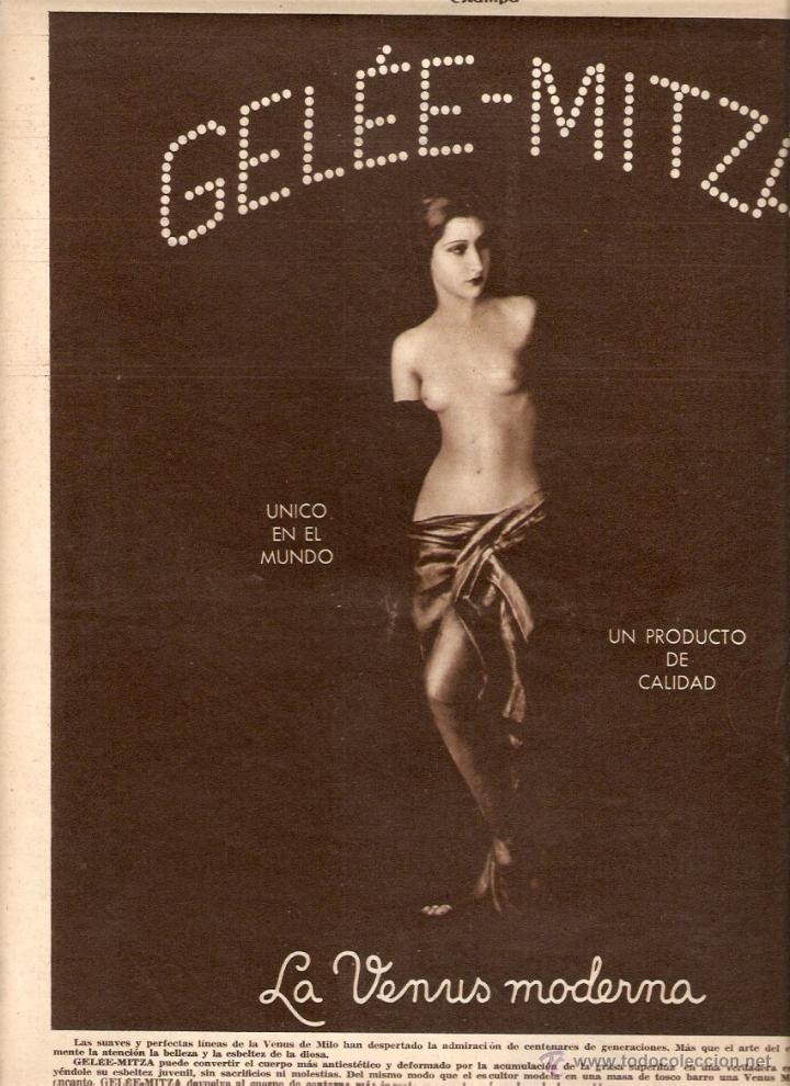 Collectionnisme: A&Ntilde;O 1934 RECORTE PRENSA PUBLICIDAD GELEE-MITZA GELEE MITZA LA VENUS MODERNA LABORATORIO DR VILADOT
