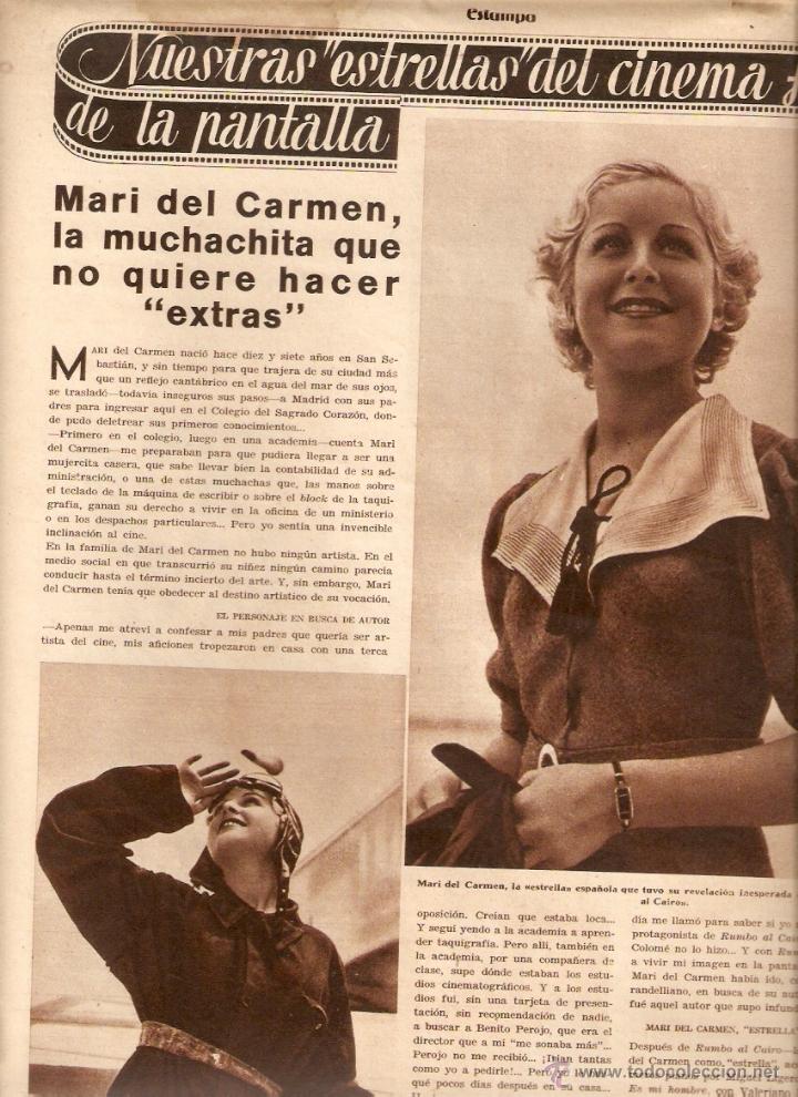 Collectionnisme: A&Ntilde;O 1936 RECORTE PRENSA ESTRELLA ARTISTA DE CINE MARI DEL CARMEN SAN SEBASTIAN HIPOFOSFITOS SALUD
