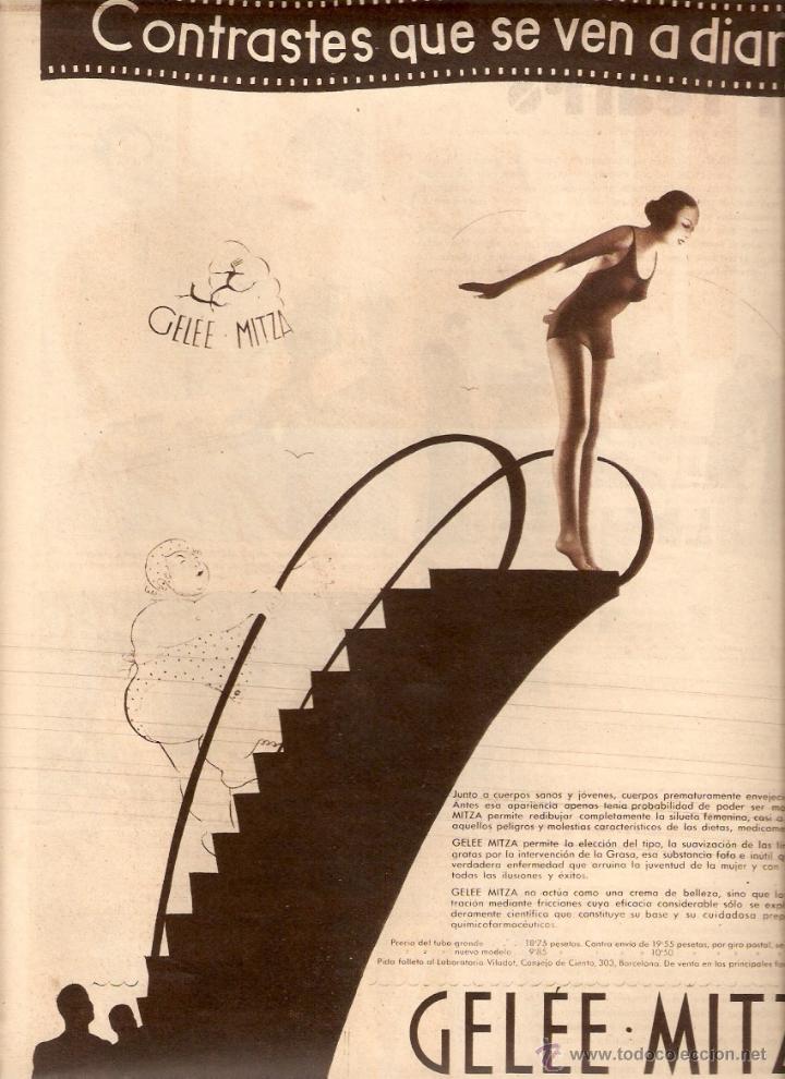 Collectionnisme: A&Ntilde;O 1936 RECORTE PRENSA PUBLICIDAD GELEE MITZA ADELGAZANTE PRODUCTO PARA ADELGAZAR