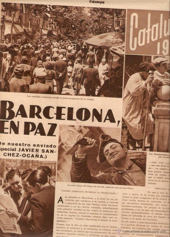 Collectionnisme: A&Ntilde;O 1936 RECORTE PRENSA LA VIDA EN PAZ EN BARCELONA DE 1936 RAMBLAS CANALETAS MERCADO BARRIO CHINO
