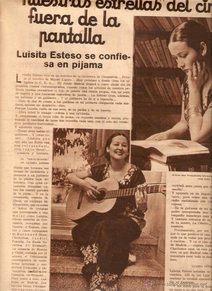 Collecting paper: A&Ntilde;O 1936 RECORTE PRENSA LUISA LUISITA ESTESO ARTISTA ACTRIZ DE CINE