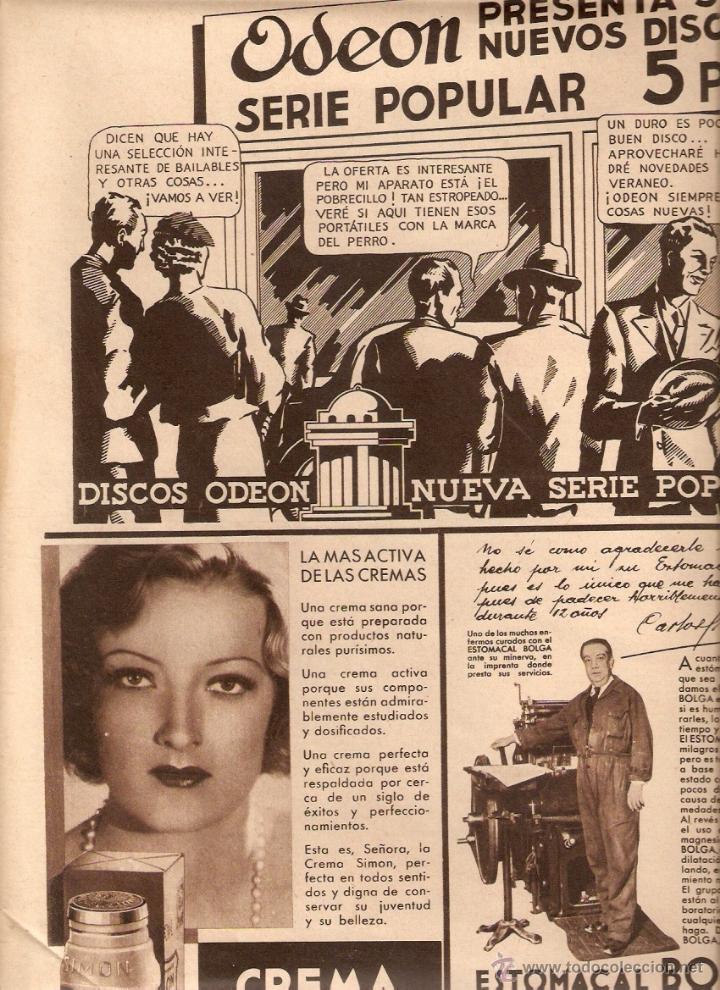Collectionnisme: A&Ntilde;OS 30? RECORTE PRENSA PUBLICIDAD DISCOS ODEON CREMA SIMON ESTOMACAL BOLGA LABORATORIOS BOLGA