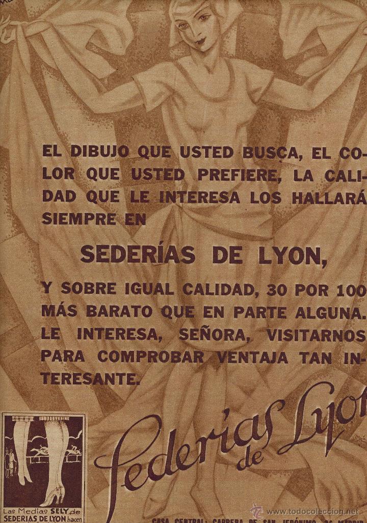 Collectionnisme: A&Ntilde;O 1930 RECORTE PRENSA PUBLICIDAD MEDIAS SELY SEDERIAS DE LYON