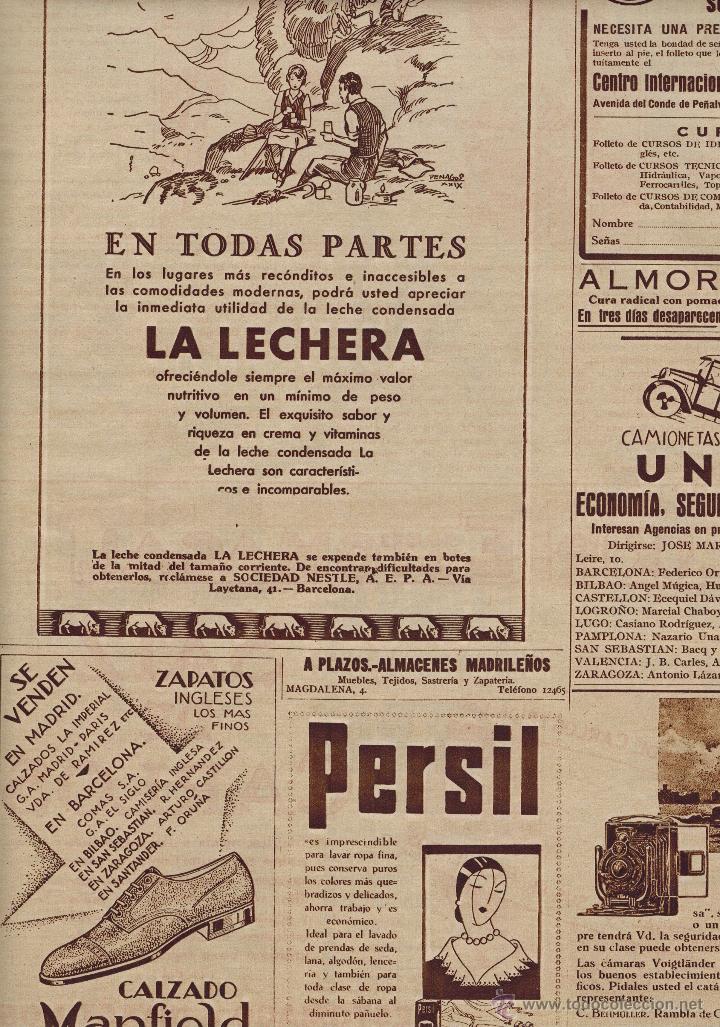 Collectionnisme: A&Ntilde;O 1930 RECORTE PRENSA PUBLICIDAD LA LECHERA CALZADO MANFIELD JABON PERSIL