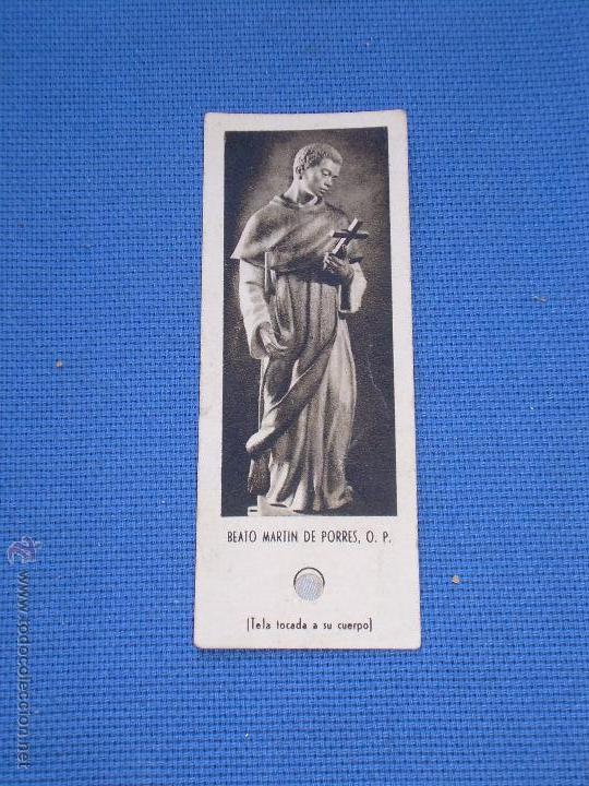 Coleccionismo: ESTAMPA CON RELIQUIA DEL BEATO FRAY MARTIN DE PORRES