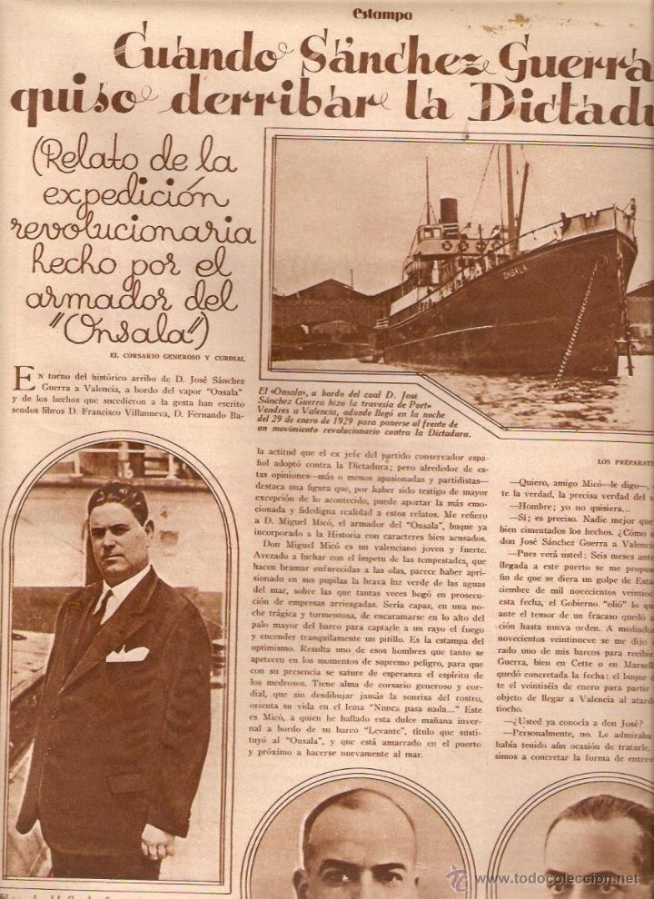 Collectionnisme: A&Ntilde;O 1930 RECORTE PRENSA ARMADOR DEL ONSALA CUANDO SANCHEZ GUERRA QUISO DERRIBAR LA DICTADURA