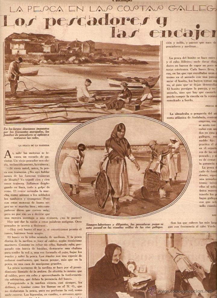 Collectionnisme: A&Ntilde;O1930 RECORTE PRENSA COSTAS GALLEGAS PESCADORES Y ENCAJERAS TRAINERAS PESCA SARDINA BONITO VIZCAYA