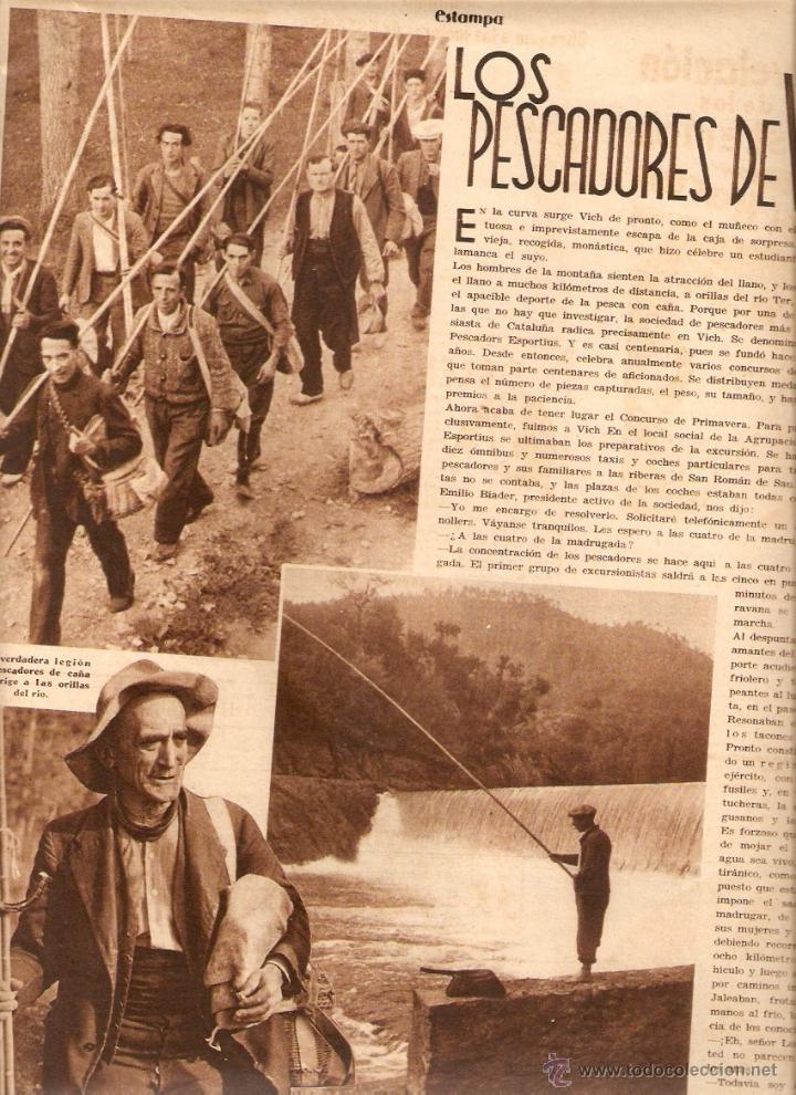 Coleccionismo: A&Ntilde;OS 30 RECORTE PRENSA LOS PESCADORES DE VIC PESCADORS PRESA DEL MOLINO DE SAU CONCURSO PESCA TER
