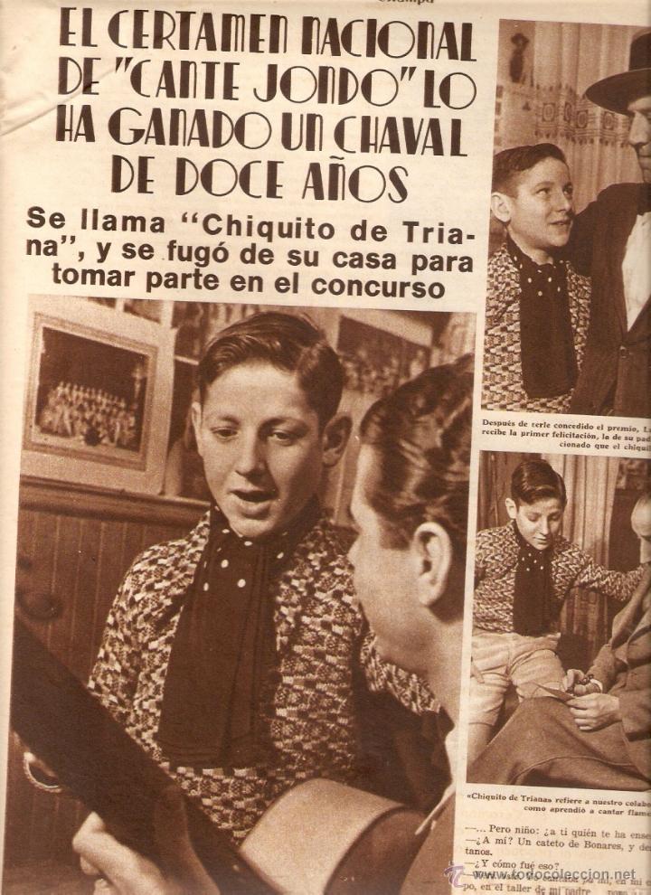 Collectionnisme: A&Ntilde;OS 30 RECORTE PRENSA FLAMENCO CONCURSO NACIONAL CANTE JONDO CHIQUITO DE TRIANA LUISITO ALGABA