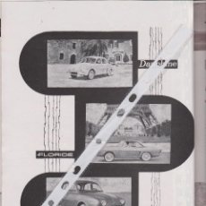 Coleccionismo: PUBLICIDAD AUTOMOVIL RENAULT DAUPHINE , FLORIDE Y DAUPHINE GORDINI DE 1962
