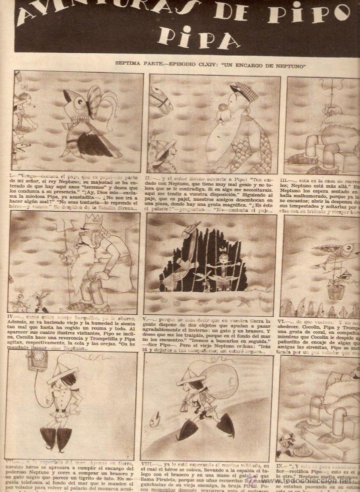 Coleccionismo: A&Ntilde;O 1934 RECORTE PRENSA AVENTURAS DE PIPO Y PIPA SEPTIMA PARTE ESTOMACAL BOLGA CEREBRINO NIEVINA