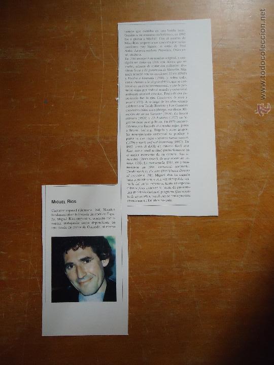 Coleccionismo: breve biografia - cantante miguel rios