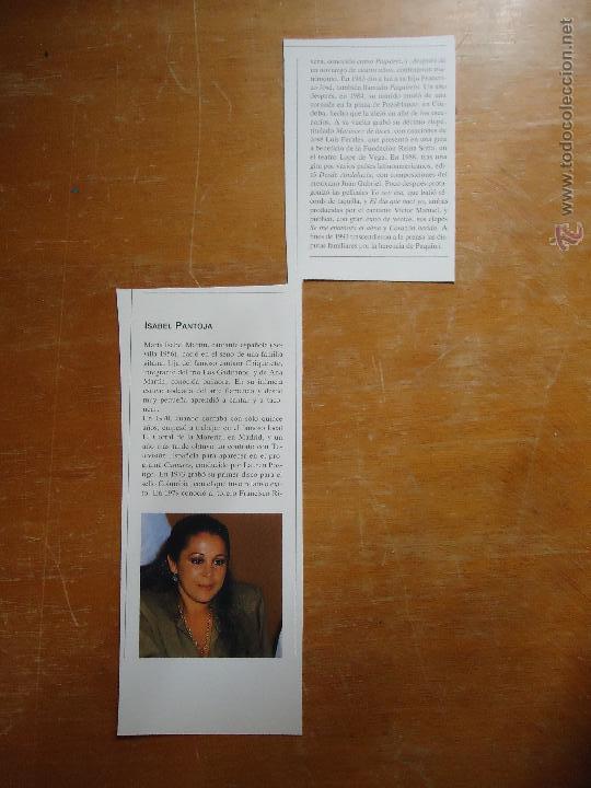 Coleccionismo: breve biografia  con fotografia - cantante isabel pantoja