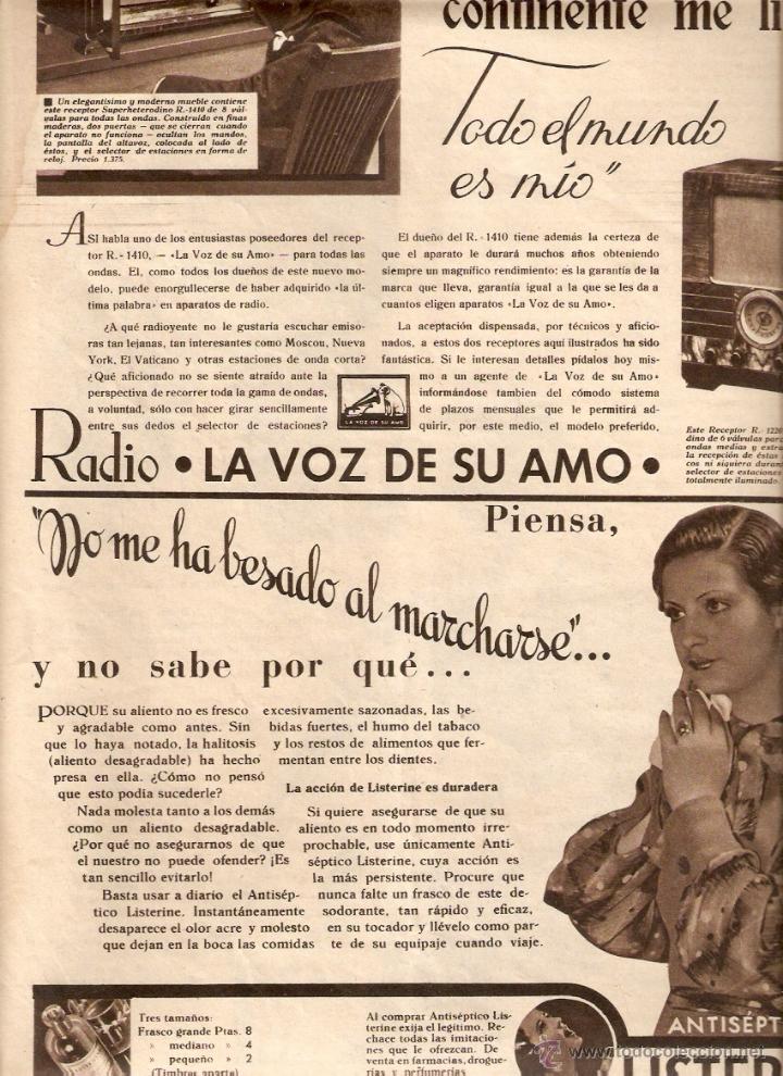 Coleccionismo: A&Ntilde;O 1934 RECORTE PRENSA PUBLICIDAD ANTISEPTICO LISTERINE RADIO LA VOZ DE SU AMO