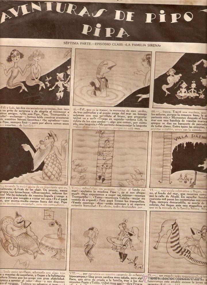 Coleccionismo: A&Ntilde;O 1934 RECORTE PRENSA AVENTURAS DE PIPO Y PIPA SEPTIMA PARTE LA FAMILIA SIRENA BARTOLOZZI